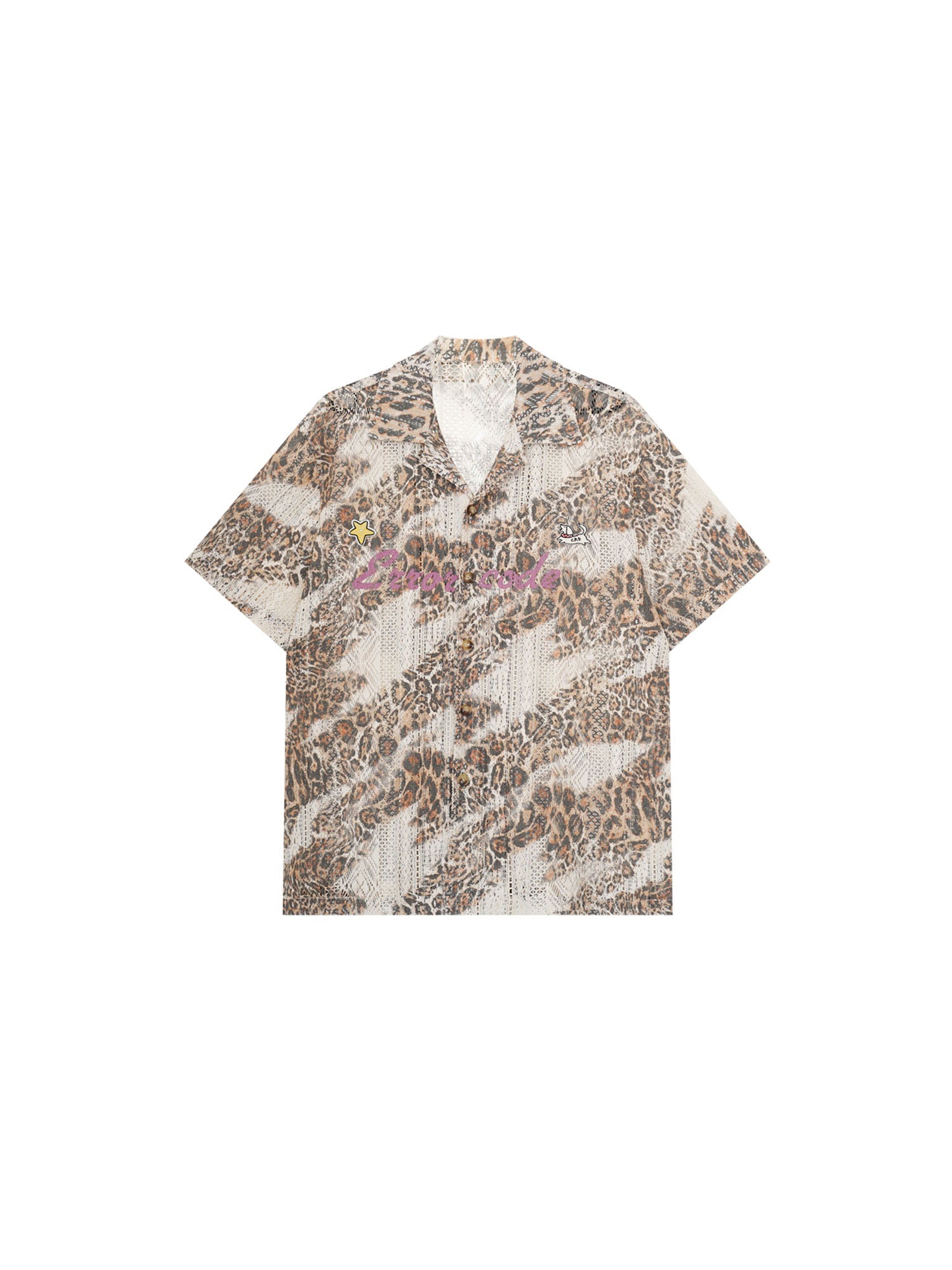 ERROR CODE ROBOT Leopard Full-Print Cutout Half Shirt-Half shirt-S (Preorder)-Free Shipping Leatheretro