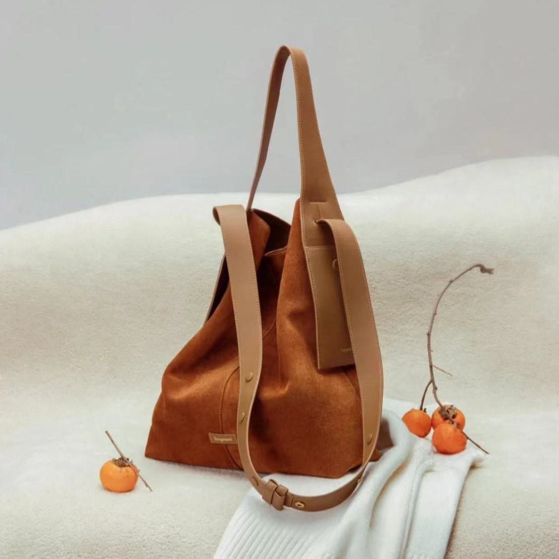 Designer Suede Tote Bag with Ear Hook-Green-Free Shipping Leatheretro