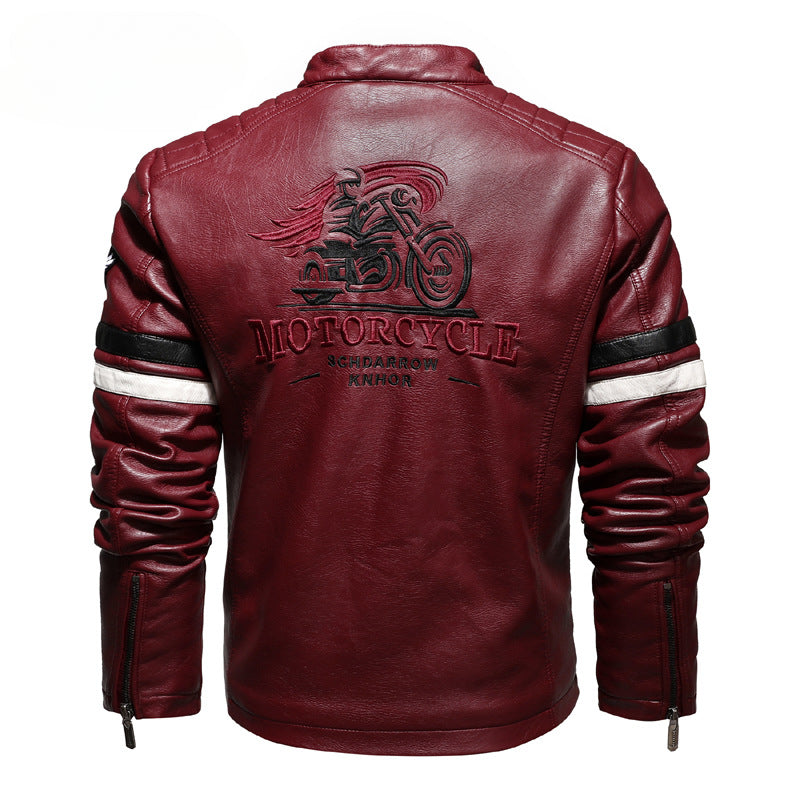 Men's Motorcycle Racing Faux Leather Jacket-red-EUR S-Free Shipping Leatheretro