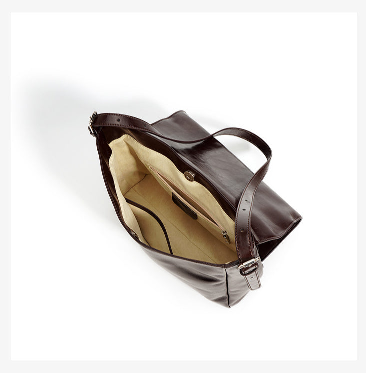 Retro Small Square Bag – Waxed Leather Shoulder Tote, Shiny Crossbody Bag-crossbody bags-black-Free Shipping Leatheretro