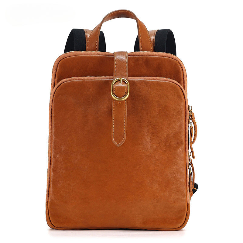 Luxury Vintage Vegetable-Tanned Leather Backpack for Women-Backpack-Black-27*10*36cm-Free Shipping Leatheretro