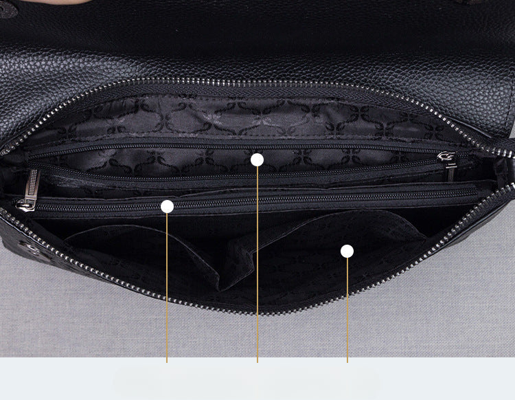 Genuine Leather Crossbody Bag for Women-Black-Free Shipping Leatheretro