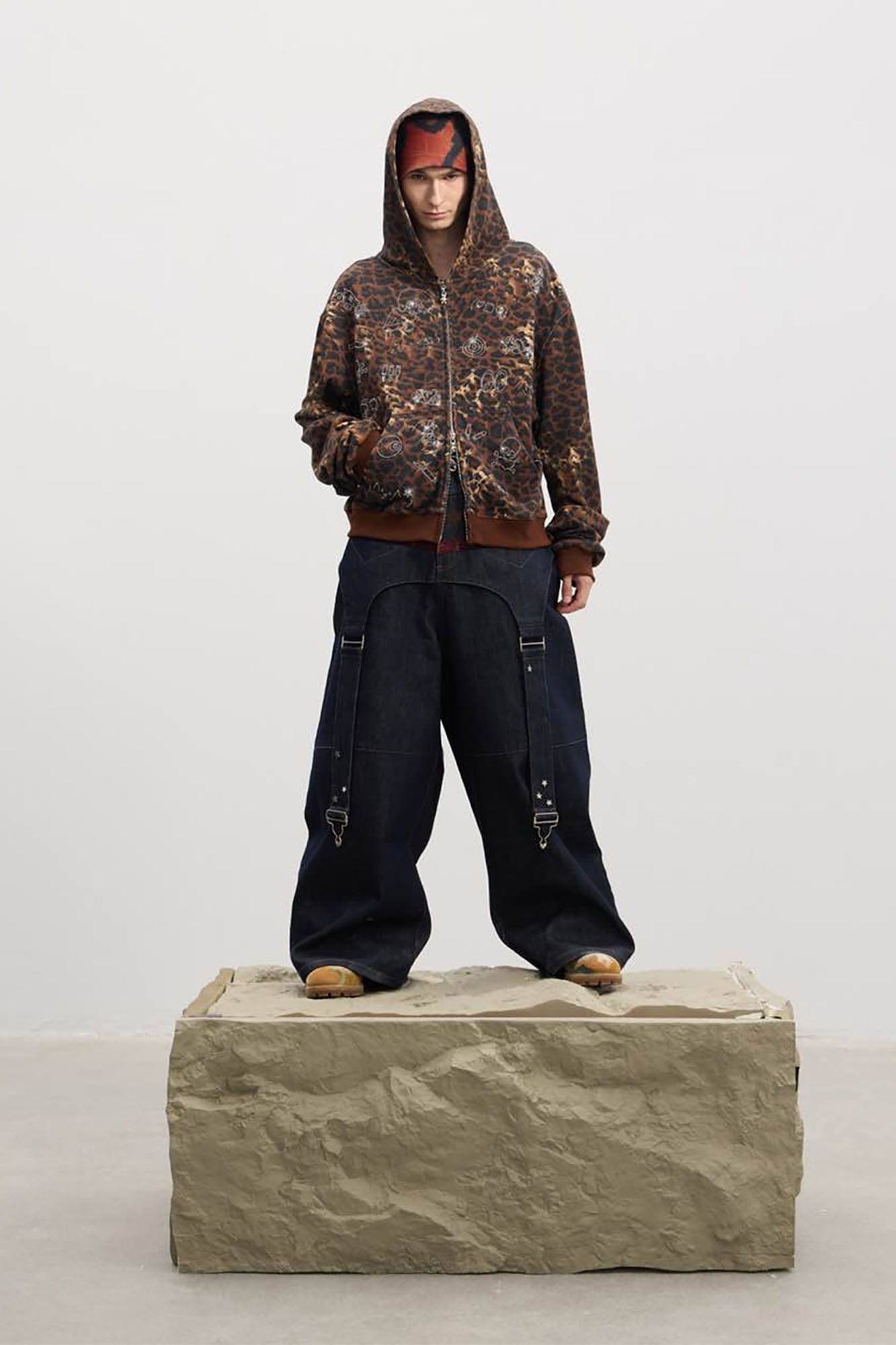 DND4DES Cartoon Rhinestone Leopard Zip-Up Hoodie-Jacket-S-Free Shipping Leatheretro