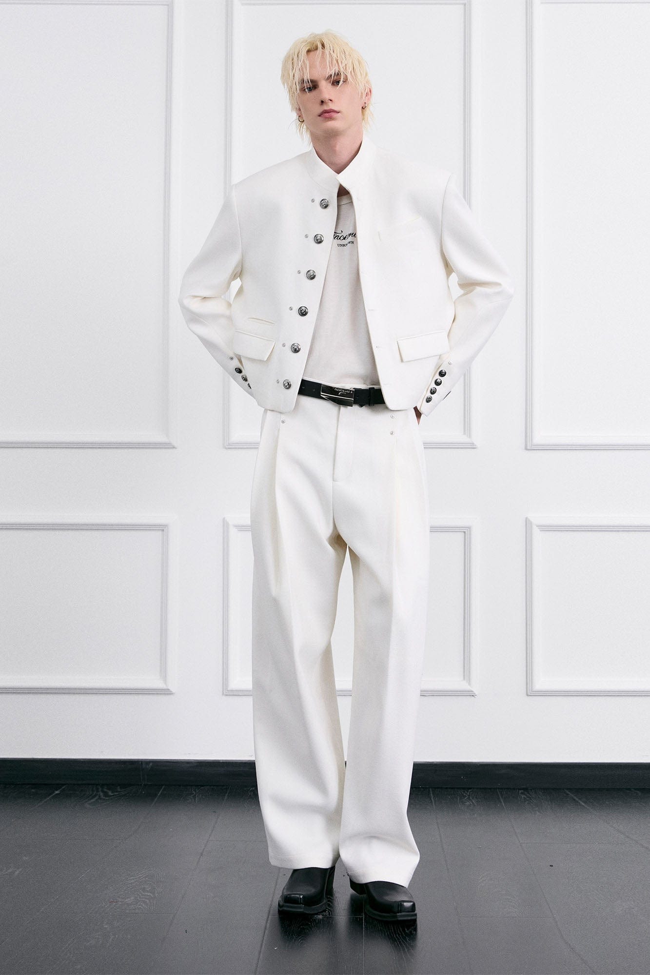 FACEONLAB Essential Wool-Blend Pleated Trousers-Pants-M-Free Shipping Leatheretro