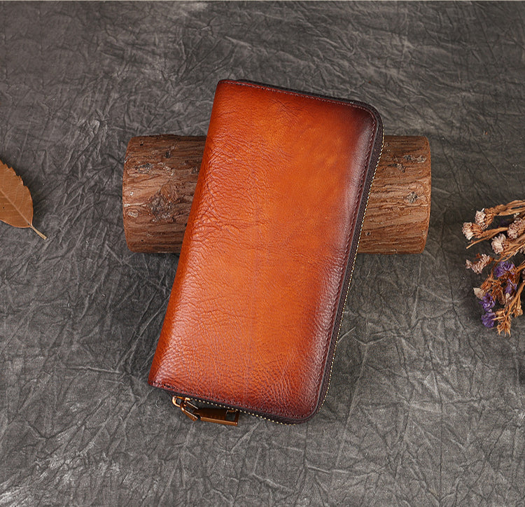 Full-Grain Leather Unisex Wallet - Multi-Card Slots, Eagle Design Spacious Design & Phone Pocket-Handbags, Wallets & Cases-Dark Brown-Free Shipping Leatheretro