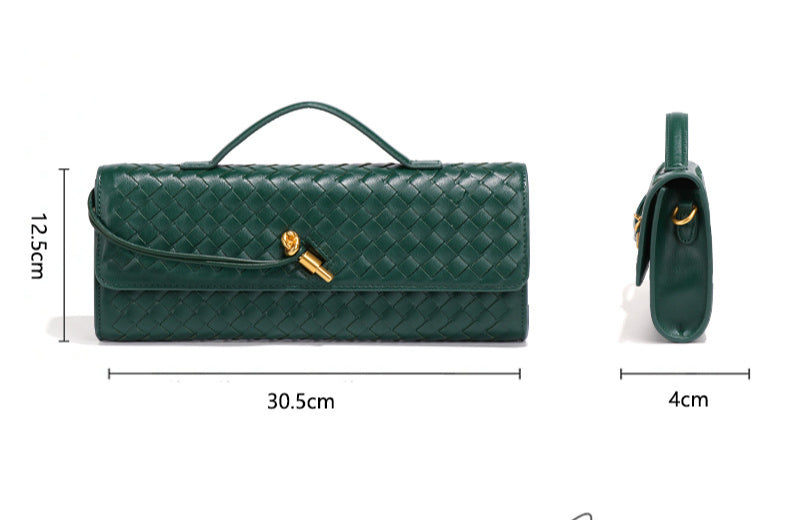 Woven Single-Shoulder Faux Leather Baguette Bag – Stylish & Versatile Crossbody Clutch for Women-Baguette Bag-B1893 #black-Free Shipping Leatheretro