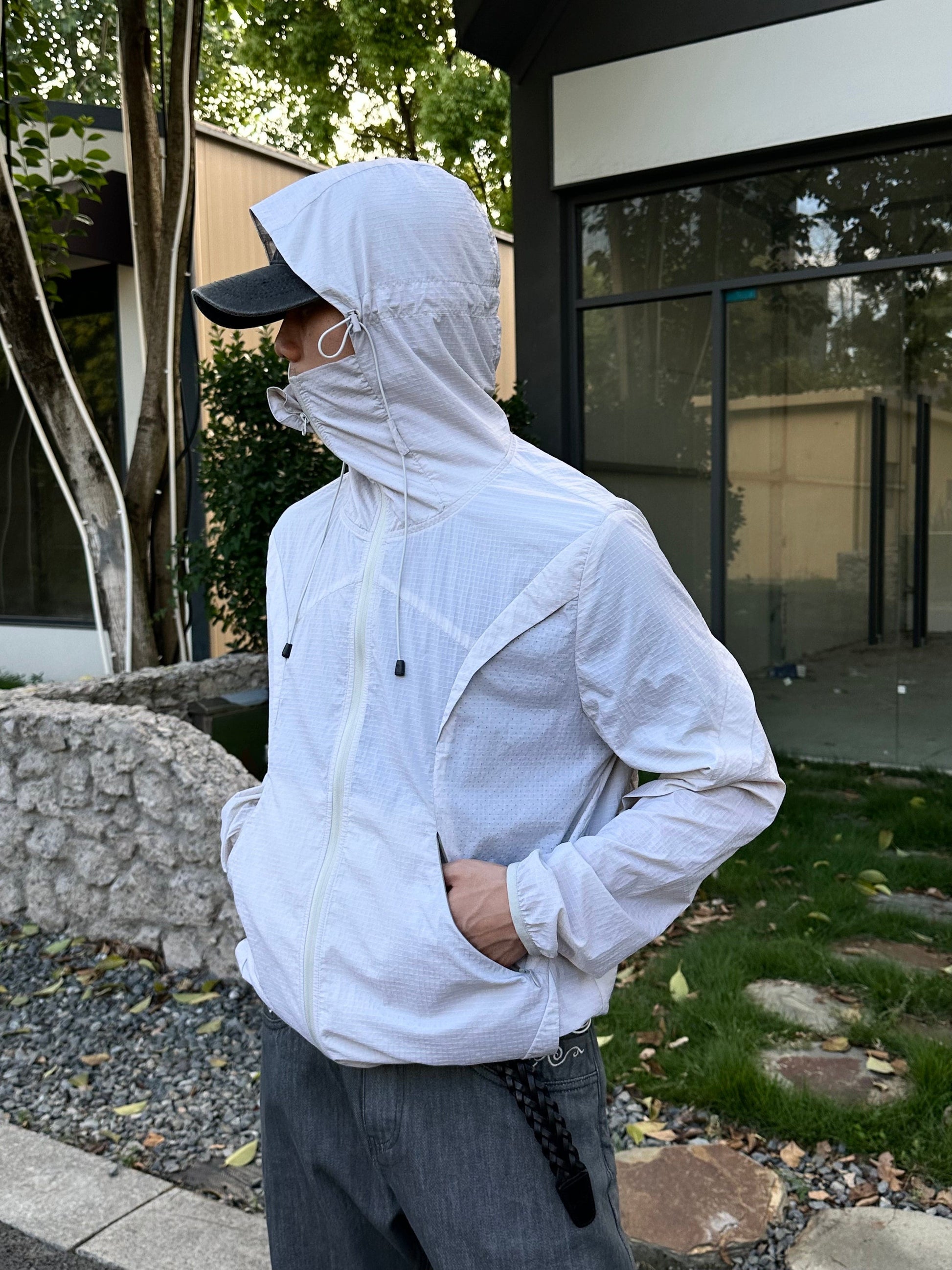 CATSSTAC Arc Panel Dual-Zip UV Protect Hooded Jacket-Jacket-Black-M-Free Shipping Leatheretro