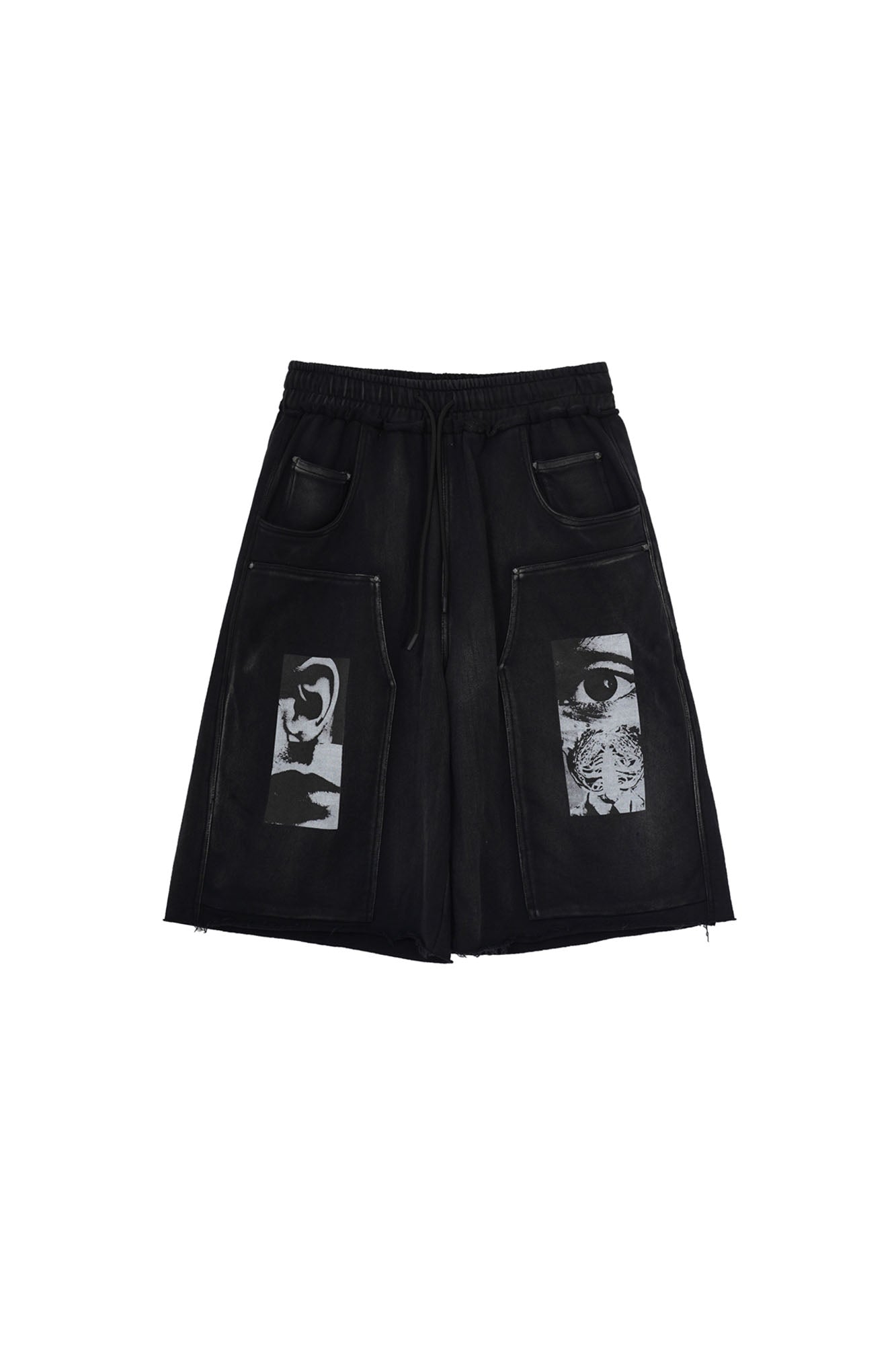 ERROR CODE ROBOT Distressed Double-Knee Rivet Shorts-Shorts-S (Preorder)-Free Shipping Leatheretro