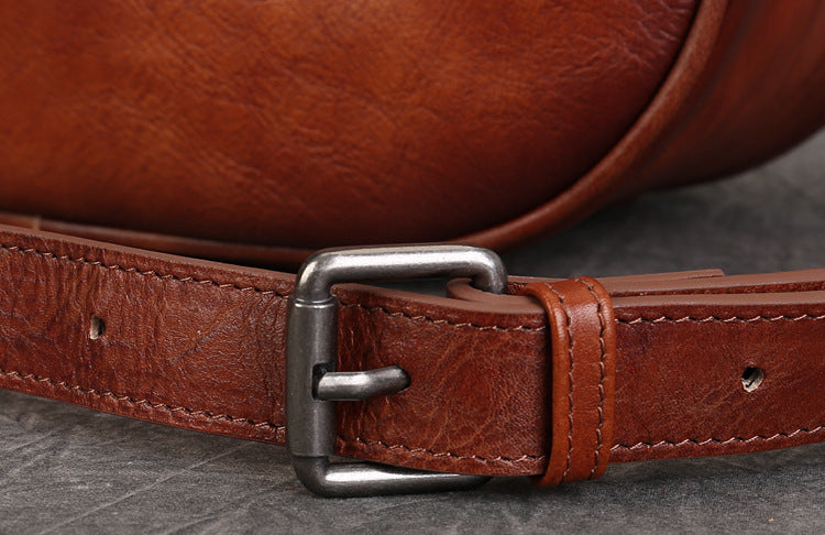 Vintage Dumpling Bag – Full-Grain Cowhide Leather Handmade Shoulder Bag-crossbody bags-Coffee-Free Shipping Leatheretro