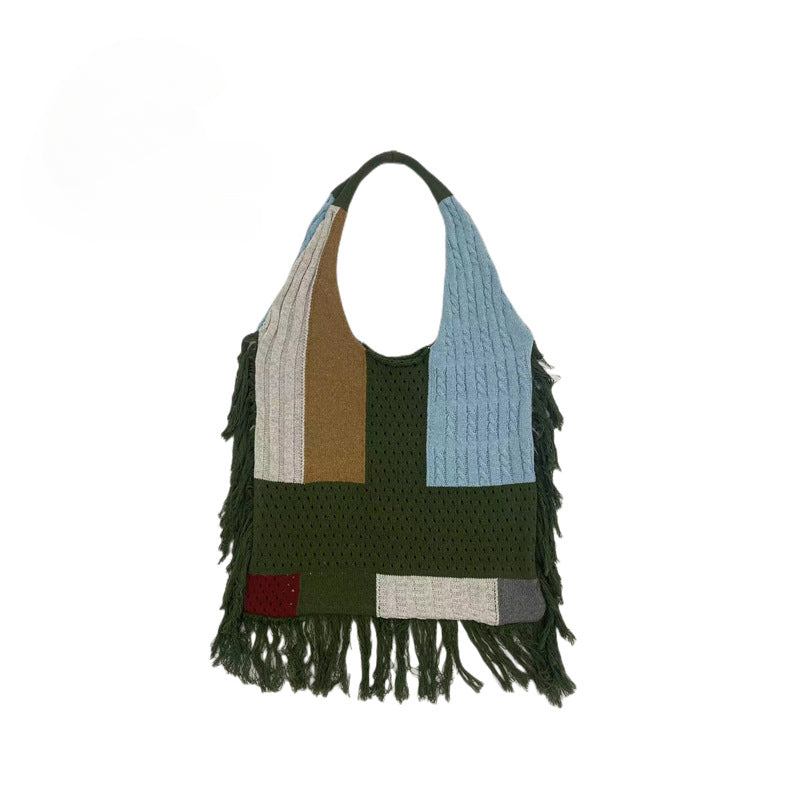 Vintage Tassels Knitted Shoulder Bags-Handbags-Ivory-Free Shipping Leatheretro