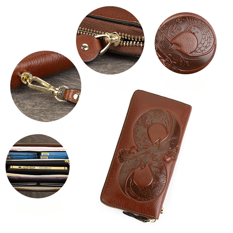 Genuine Top-Grain Leather Women's Wallet-Handbags, Wallets & Cases-brown-Free Shipping Leatheretro