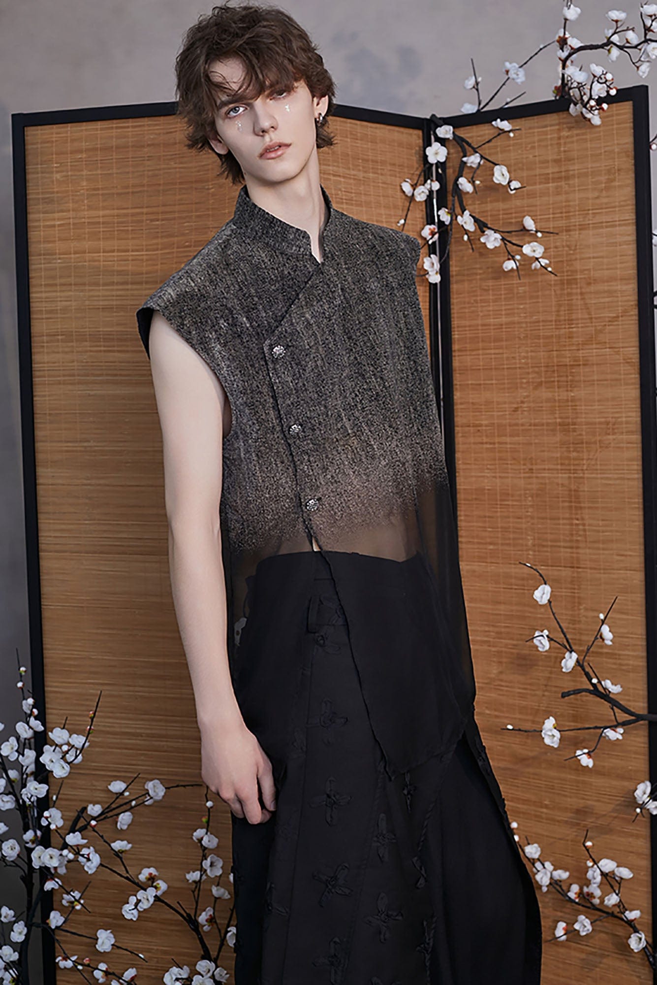 JIECHI Gradient Sheer Split-Hem Vest-Vest-M-Free Shipping Leatheretro