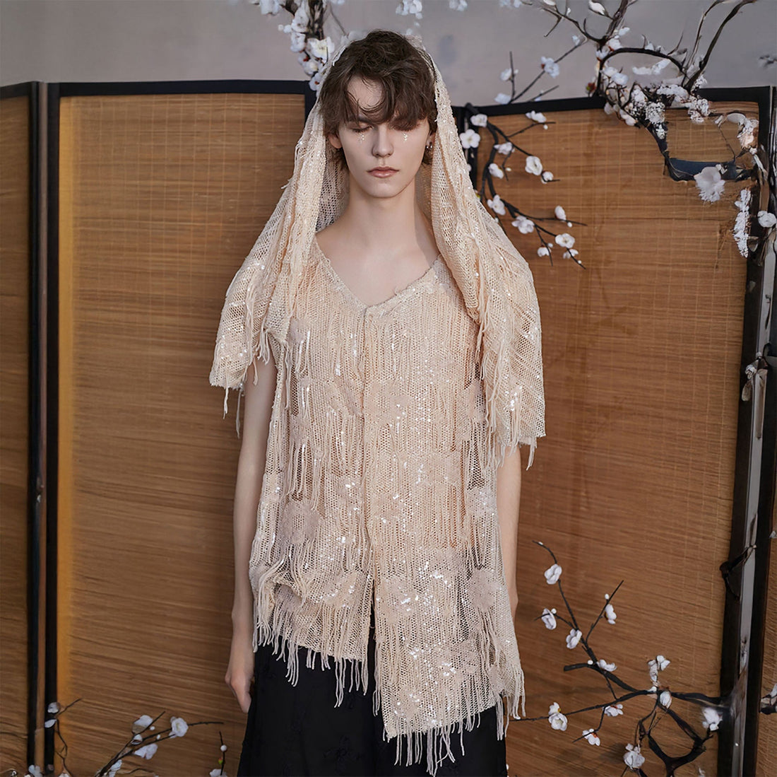 JIECHI Fringed Sequin Embroidered Hooded Poncho-Jacket-M-Free Shipping Leatheretro