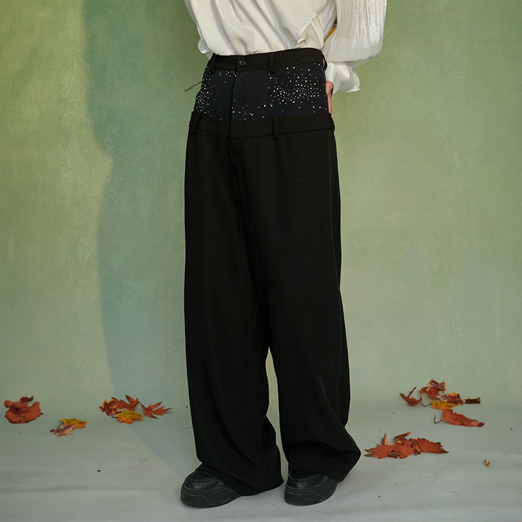 JIECHI Diamond Double-Waist Trousers-Pants-M-Free Shipping Leatheretro
