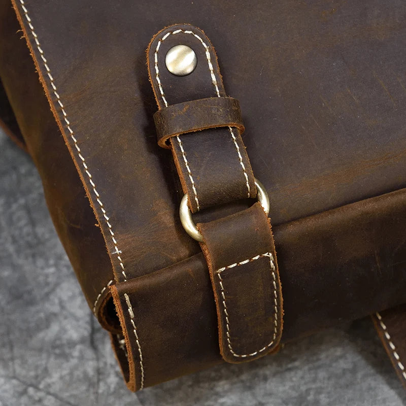 Men's Retro Crazy Horse Leather Backpack - Rucksack Brown Laptop Bag-Backpacks-Brown-Free Shipping Leatheretro