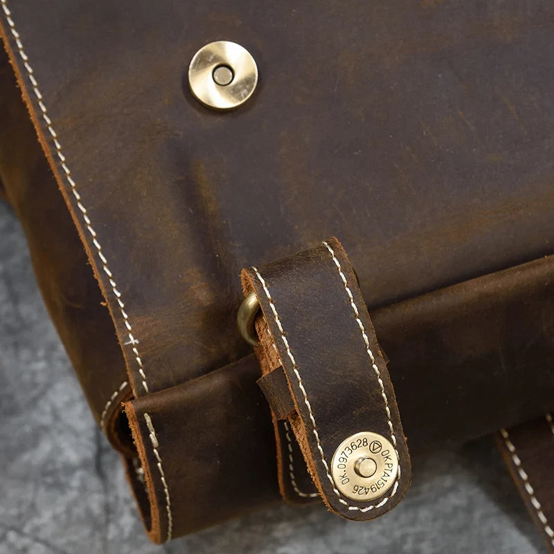 Men's Retro Crazy Horse Leather Backpack - Rucksack Brown Laptop Bag-Backpacks-Brown-Free Shipping Leatheretro