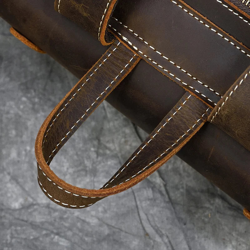Men's Retro Crazy Horse Leather Backpack - Rucksack Brown Laptop Bag-Backpacks-Brown-Free Shipping Leatheretro