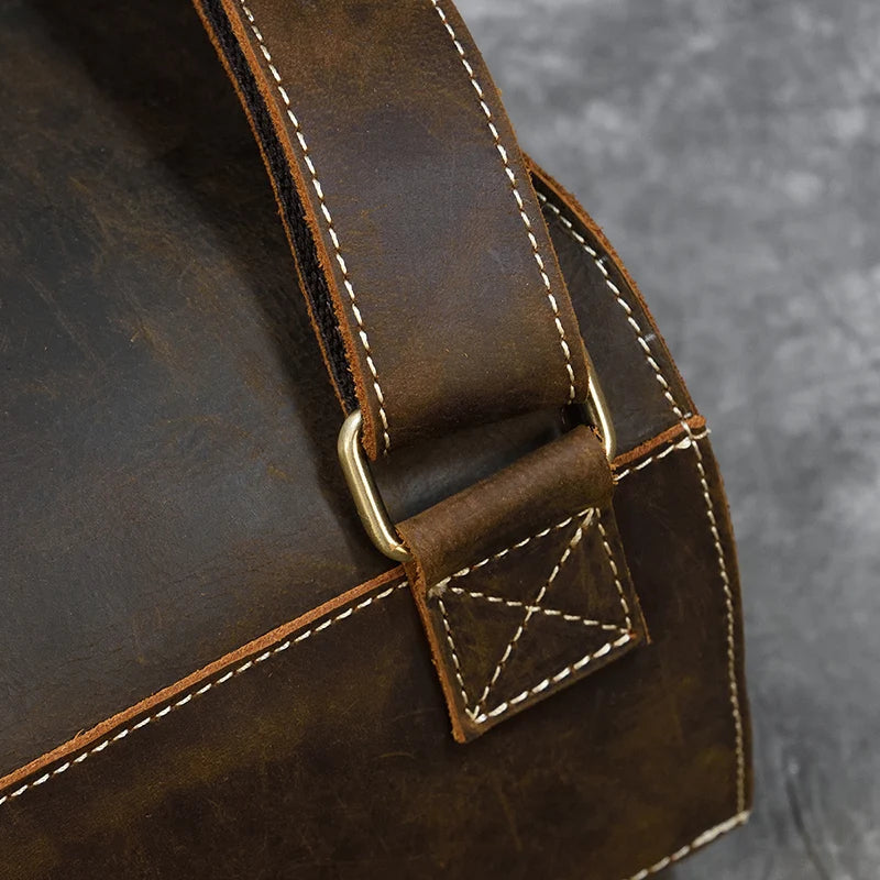 Men's Retro Crazy Horse Leather Backpack - Rucksack Brown Laptop Bag-Backpacks-Brown-Free Shipping Leatheretro