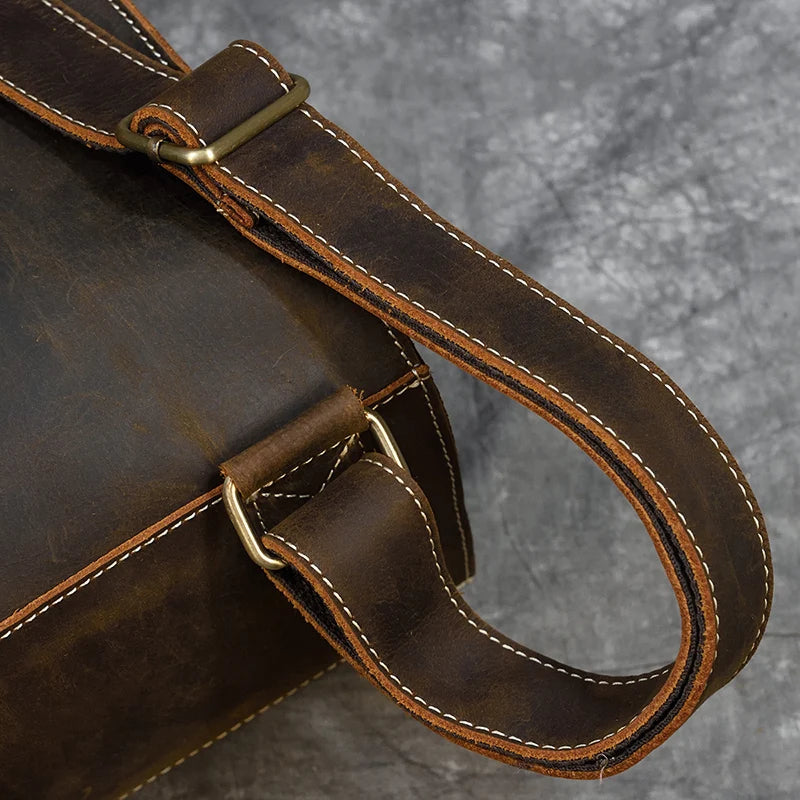 Men's Retro Crazy Horse Leather Backpack - Rucksack Brown Laptop Bag-Backpacks-Brown-Free Shipping Leatheretro