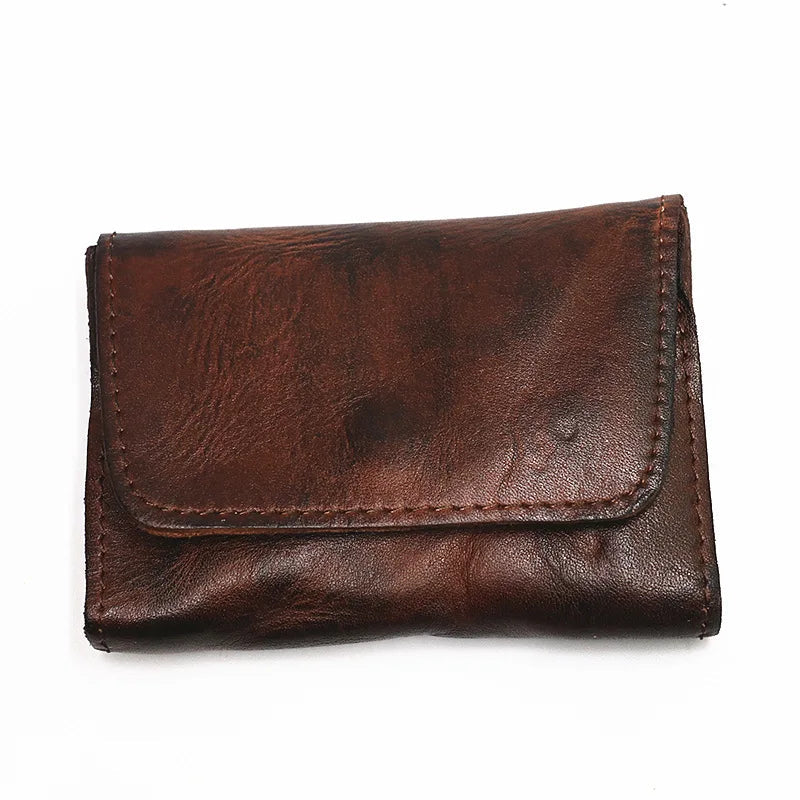 Handmade Leather RFID Zipper Wallet - Vintage Card Holder Coin Purse-Wallets & Money Clips-Dark Brown-Free Shipping Leatheretro