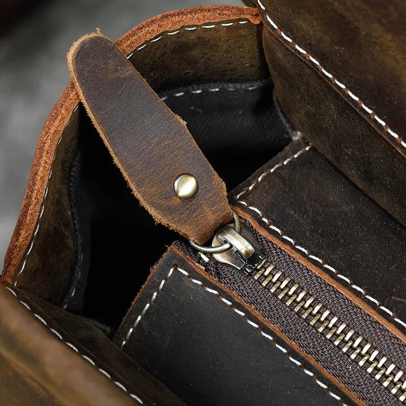 Men's Retro Crazy Horse Leather Backpack - Rucksack Brown Laptop Bag-Backpacks-Brown-Free Shipping Leatheretro