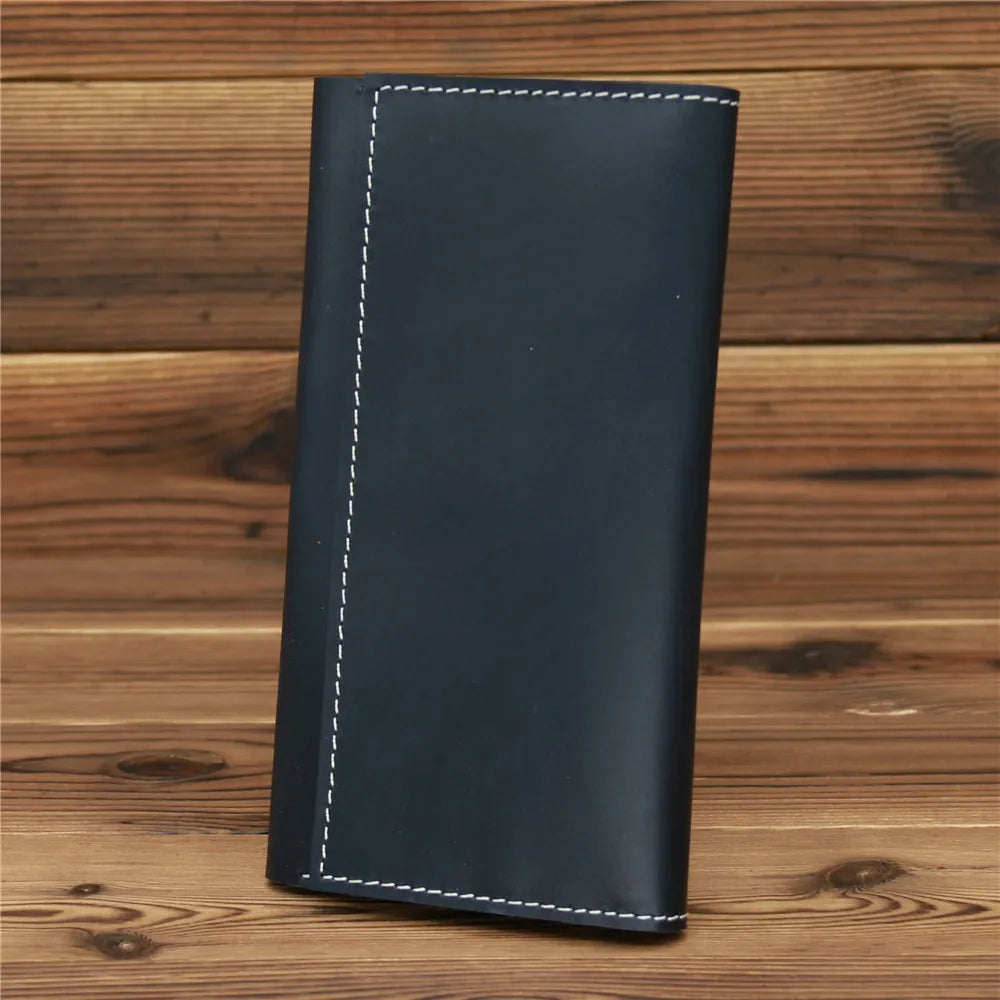 Men's Vintage Pull-Up Leather Long Wallet - Large Capacity Cowhide Clutch-Wallets & Money Clips-Reddish Brown-Free Shipping Leatheretro