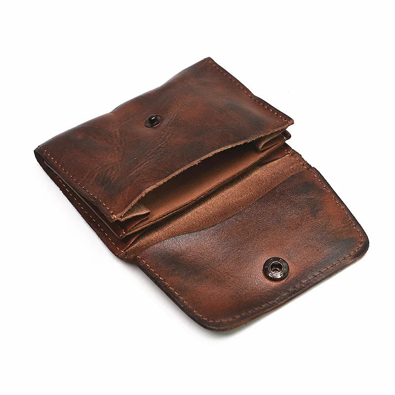 Handmade Leather RFID Zipper Wallet - Vintage Card Holder Coin Purse-Wallets & Money Clips-Dark Brown-Free Shipping Leatheretro