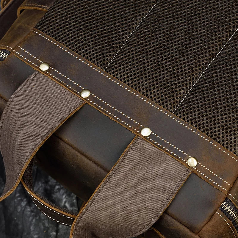 Vintage Crazy Horse Genuine Leather Backpack - Laptop Rucksack Student Bag-Backpacks-Brown-Free Shipping Leatheretro