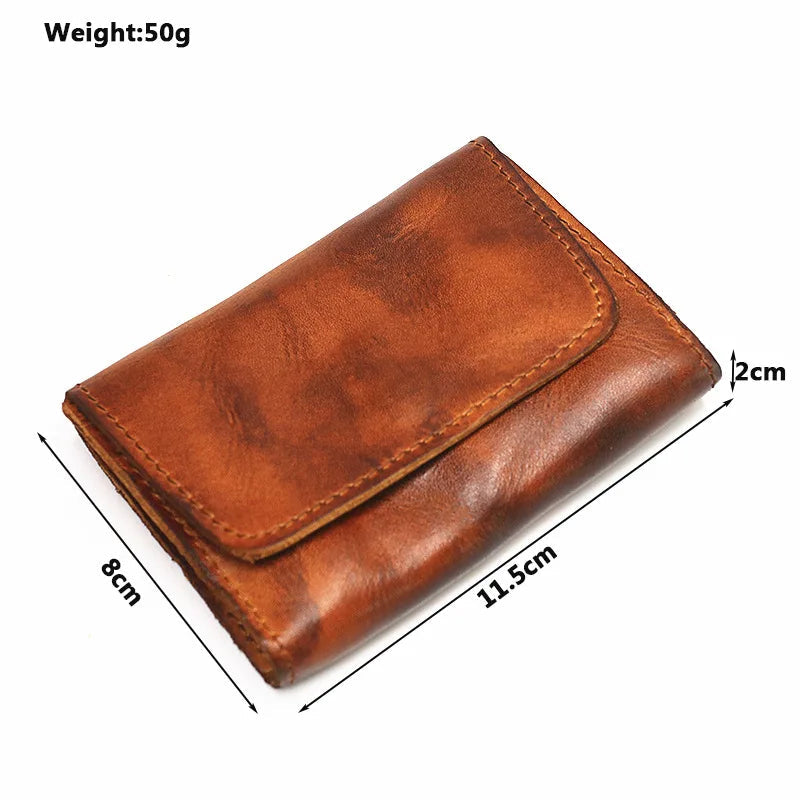 Handmade Leather RFID Zipper Wallet - Vintage Card Holder Coin Purse-Wallets & Money Clips-Dark Brown-Free Shipping Leatheretro