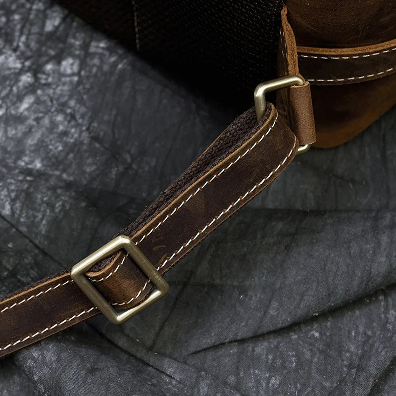 Vintage Crazy Horse Genuine Leather Backpack - Laptop Rucksack Student Bag-Backpacks-Brown-Free Shipping Leatheretro
