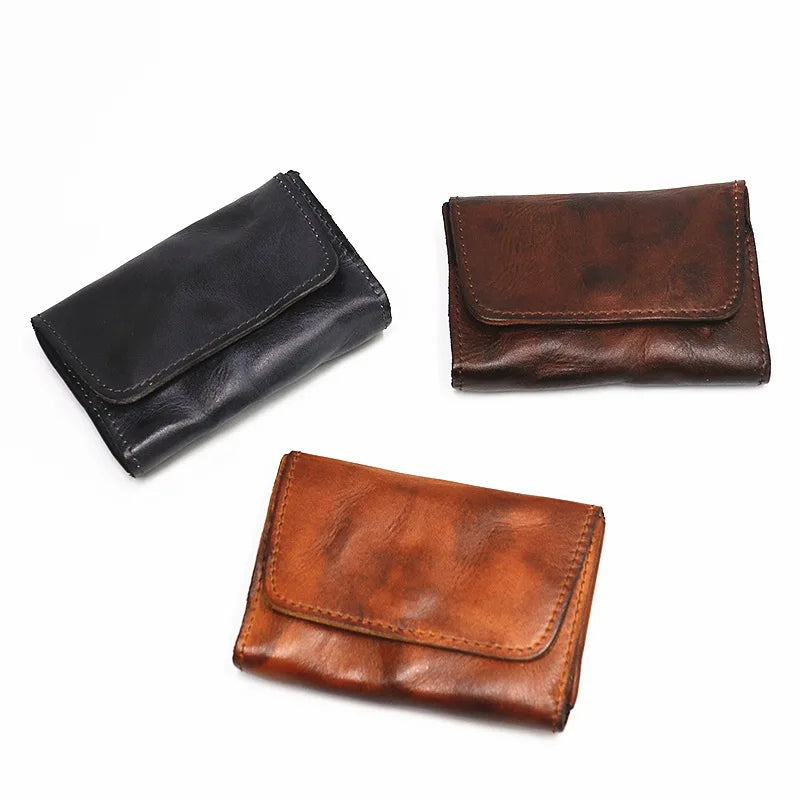 Handmade Leather RFID Zipper Wallet - Vintage Card Holder Coin Purse-Wallets & Money Clips-Dark Brown-Free Shipping Leatheretro