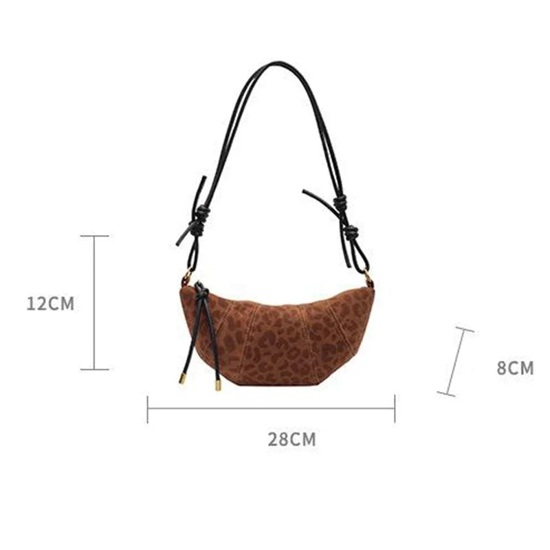 Dumpling-shaped Croissant Shoulder Bag - Texture Versatile Velvet Zipper Handbag-Shoulder Bag-Brown-Free Shipping Leatheretro