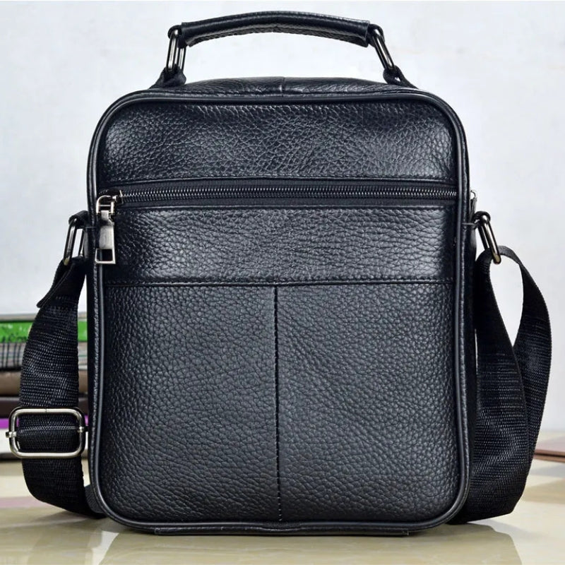 Retro Soft Cowhide Leather Crossbody - Mini Pad Boy Shoulder Bag-Crossbody Bag-Brown Zipper 47-Free Shipping Leatheretro