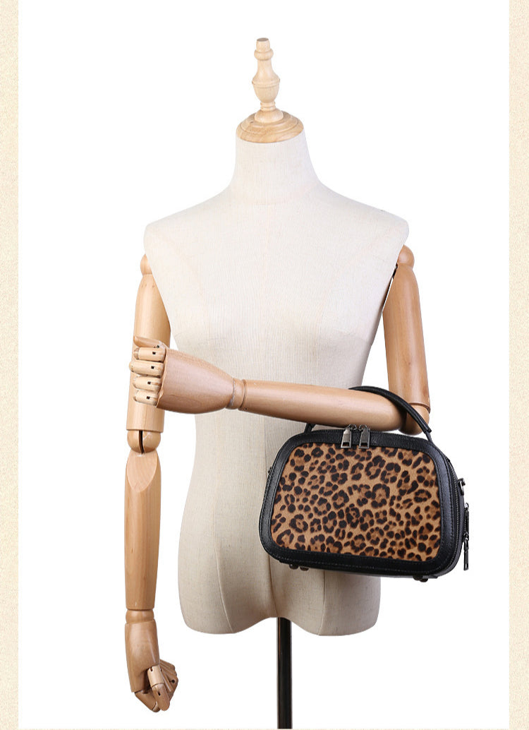 Women's Genuine Leather & Pony Hair Box Bag-Handbags-brown-Free Shipping Leatheretro