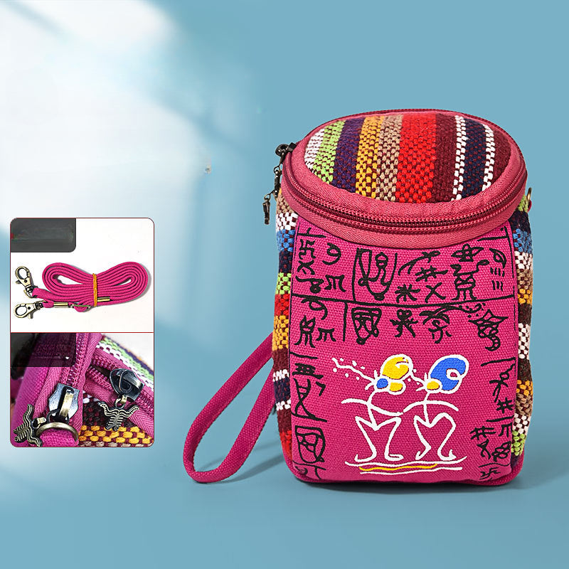 Ethnical Multi Interlayers Women Cellphone Bags-Handbags-Red-Free Shipping Leatheretro