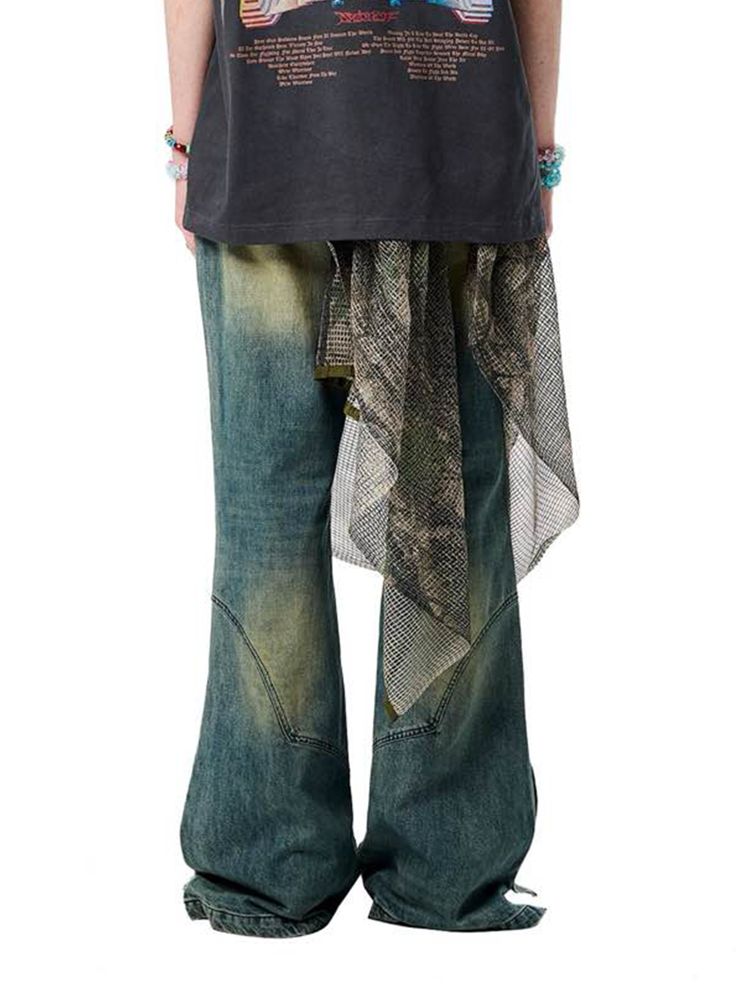 ERISSTOFF Washed Detachable Flared Jeans Blue-Jeans-S / 30"-Free Shipping Leatheretro