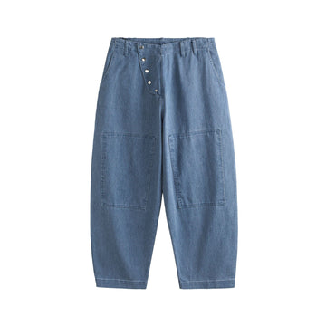 ME DA IGUAL Asymmetrical Snap Wide-Leg Cargo Jeans-Jeans-M-Free Shipping Leatheretro