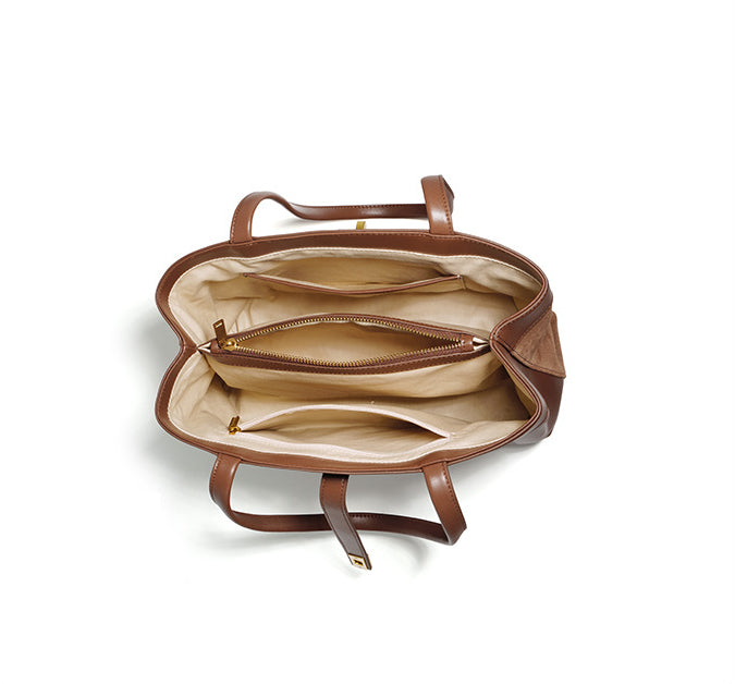 Matte Textured Tote Bag-Shoulder Bags-Brown-Free Shipping Leatheretro