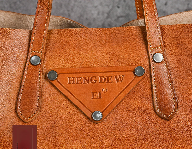 Vintage Genuine Leather Crossbody Bag Tote Bags-Brown-Free Shipping Leatheretro