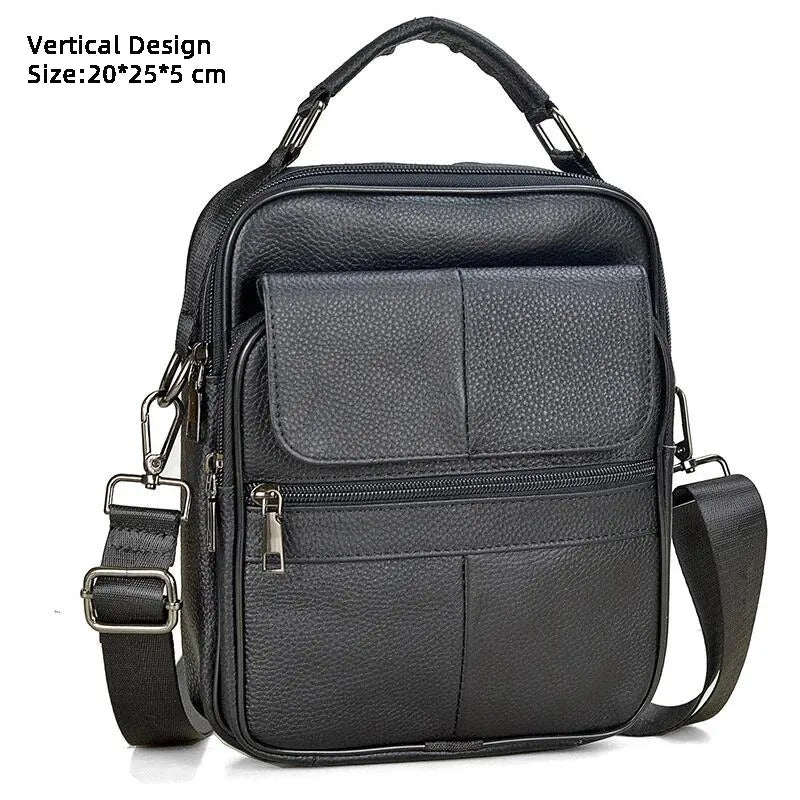 Retro Soft Cowhide Leather Crossbody - Mini Pad Boy Shoulder Bag-Crossbody Bag-Black 02-Free Shipping Leatheretro