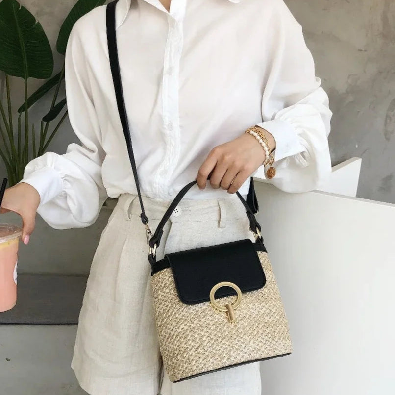 Beach Woven Bag for Women Trendy Korean Bucket Style-Handbags-Beige-Free Shipping Leatheretro