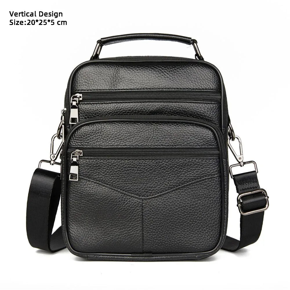 Retro Soft Cowhide Leather Crossbody - Mini Pad Boy Shoulder Bag-Crossbody Bag-Black 191-Free Shipping Leatheretro
