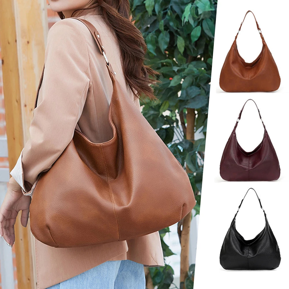 Fashion Hobo Bags for Women Soft Slouchy Bag-Tote Bag-Burgundy-Free Shipping Leatheretro