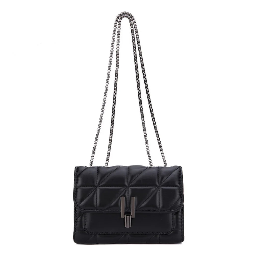 Elegant Black Mini Tartan Crossbody Bag - Adjustable Shoulder Strap Handbag-Messenger Bag-Black-Free Shipping Leatheretro