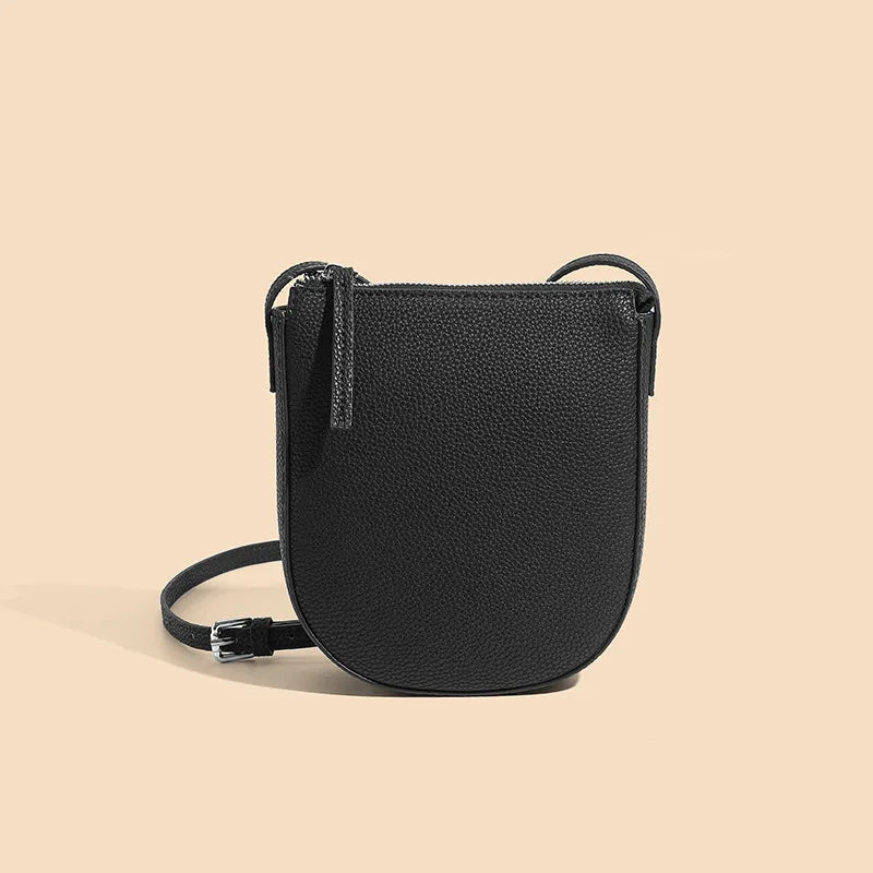 Women's Genuine Leather Messenger Phone Bag-Clutch-Black-Free Shipping Leatheretro