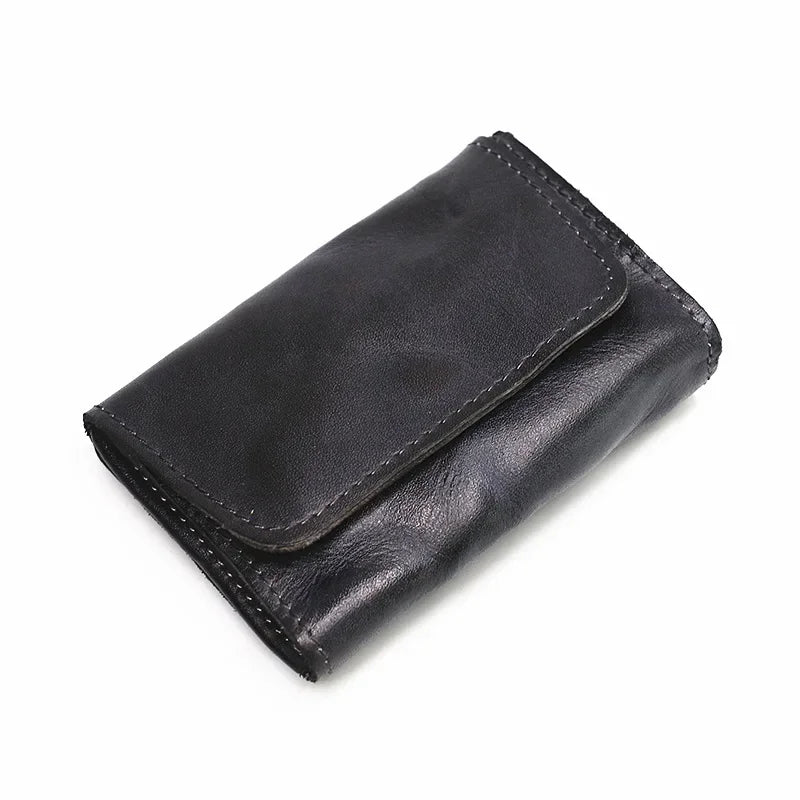 Handmade Leather RFID Zipper Wallet - Vintage Card Holder Coin Purse-Wallets & Money Clips-Black-Free Shipping Leatheretro