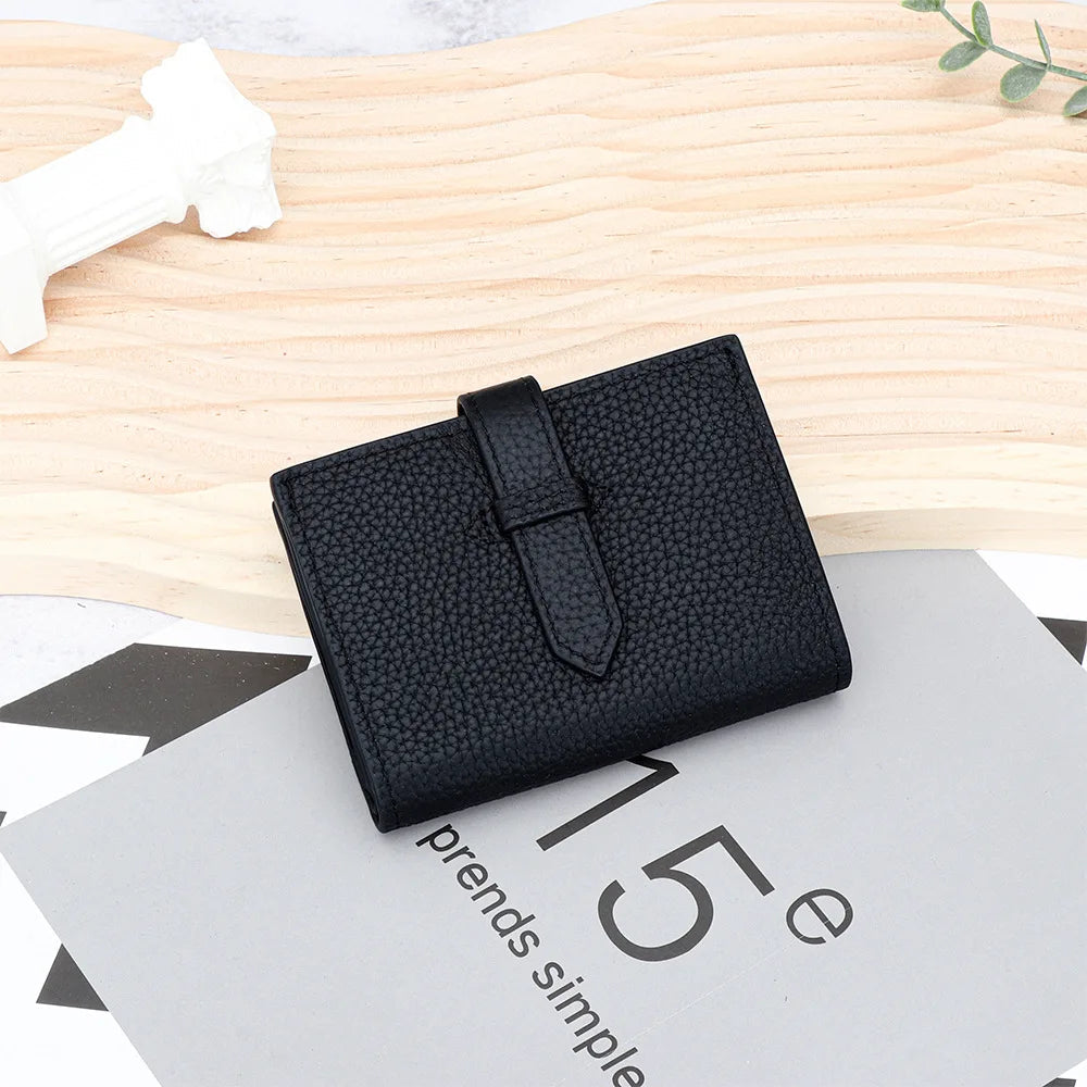 Luxury Design Genuine Leather Small Wallet-Wallets & Money Clips-Black-Free Shipping Leatheretro