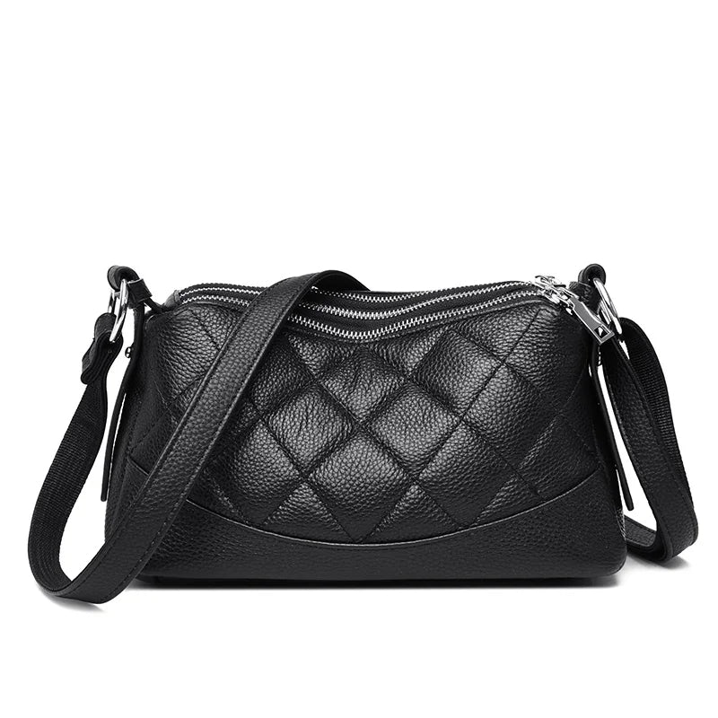 Genuine Leather Female Crossbody Bags-Handbags-Black-Free Shipping Leatheretro