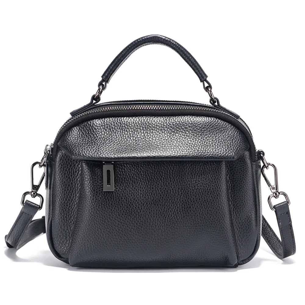 Stylish Genuine Leather Satchel Purse for Women-Handbags, Wallets & Cases-Black-Free Shipping Leatheretro