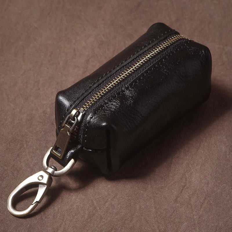 Vintage Cowhide Leather Car Key Case - Hanging Housekeeper Home Organizer-Key Case-Black-Free Shipping Leatheretro